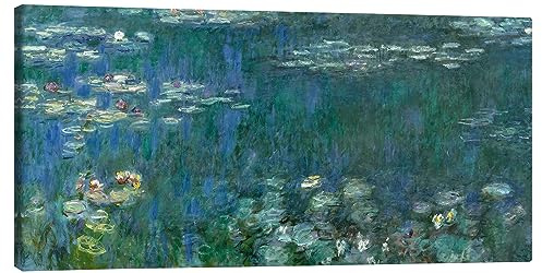 Posterlounge Seerosen, grüne Reflexionen 1 Leinwandbild von Claude Monet 80 x 40 cm Grün Wandbilder Wanddeko