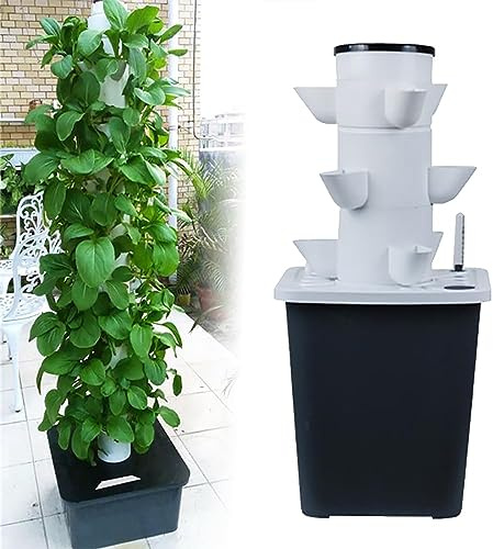 30 plantes hydroponiques Tower Garden Système de culture hydroponique Kit de culture aéroponique pour herbes, fruits et légumes avec pompe hydratante, adaptateur, pots en filet, minuterie pour herbes