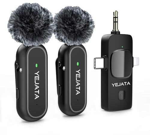 YEJATA Micro Cravate sans Fil pour iOS/Android Téléphone/Caméra/Ordinateur/Ordinateur Micro Cravate à Clipser pour Enregistrement Vidéo, Vlog