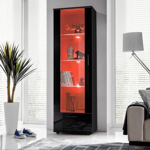 Komodee Vitrine Alessandria A2 Schwarz/Schwarz 60x192x42 cm
