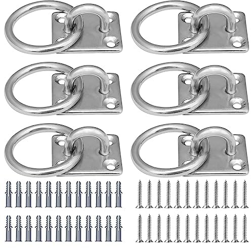 GZLFH M5 Augplatte mit Öse, Edelstahl Quadrat Decksplatte 6 STK | Robust Ösenplatte mit Ring für Yoga Seil Hängematte Boote Sonnensegel Befestigung Deckbeschläge