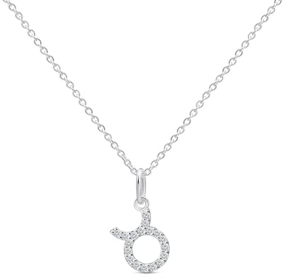 Amberta Damen Kette Sternzeichen mit Zirkonia aus 925 Sterlingsilber - Halskette Silber Sternzeichen