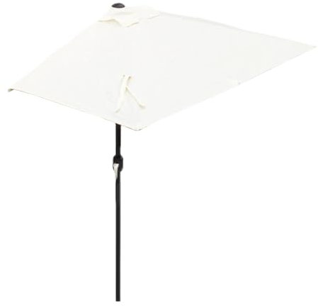 200/250 cm Demi Rectangulaire Parasol de Jardin Parasol de Balcon Terrasse avec Manivelle Toile Protection UV (Color : Beige, Size : 250x130cm)