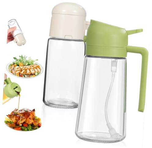 Garneck Oil Sprayer Dispenser Precision Salt Shaker Refillable Glass Kitchen Oil Container for Cooking Spray and Pour Salt Jar