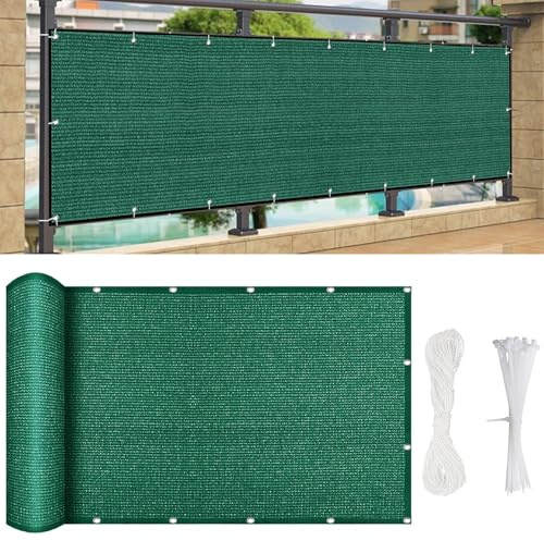 Pantalla Protección de Privacidad 800 x 40 cm HDPE de 200G/M² Bloque UV 95%, Red de Protección Visual para Balcón, para Jardín Condominio Piscina, Verde Oscuro
