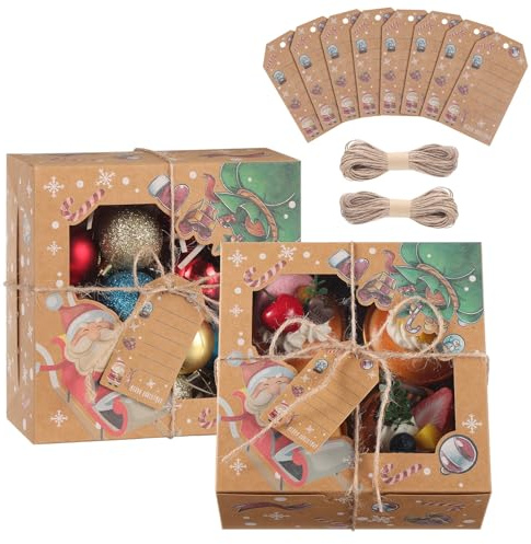 TsunNee 20PCS Christmas Cupcake Boxes 4 Hole Muffin Boxes with Inserts, Xmas Treat Boxes Gift Boxes, Cookies Gift Baking Box for Christmas Pastries Brownies Donuts Party Supply