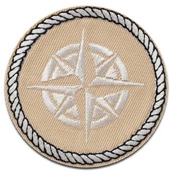 Kompass beige - Aufnäher, Bügelbild, Aufbügler, Applikationen, Patches, Flicken, zum aufbügeln, Größe: 5,5 x 5,5 cm