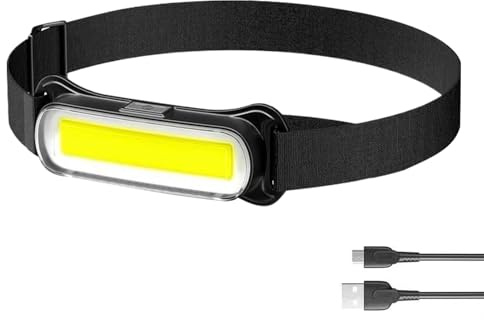 zwxqe Lampada frontale impermeabile, ricaricabile per esterni, ultra luminosa, lampada frontale COB a fascio largo, lampada frontale per bambini, lampada frontale per adulti, lampada frontale per