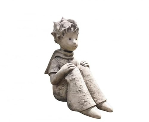 Jardinex Statue de Le Petit Prince Assis - Gris Clair 52 cm