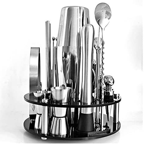 QTANZIQI Coctelera Juego de coctelera, 30 Piezas, Juego de cócteles para Bar, coctelera Boston, Kit para Hacer Bebidas, Mezclador de Acero Inoxidable, artículos de Bar para Regalo, coctelera,