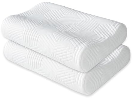 LAMB Almohada de espuma viscoelástica ajustable en altura, cojín cervical, ergonómico, antironquidos, con funda extraíble, 2 unidades