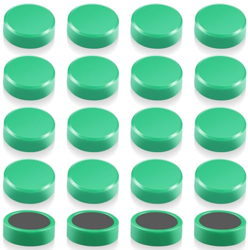 QOJOPU 20 Stück Starke Magnete für Magnettafel, Whiteboard & Kühlschrank - Runde Mini Kühlschrankmagnete - Kleine Magneten Starker Halt - Dekorative Tafelmagnete für Pinnwand, Büro, Haushalt (Grün)