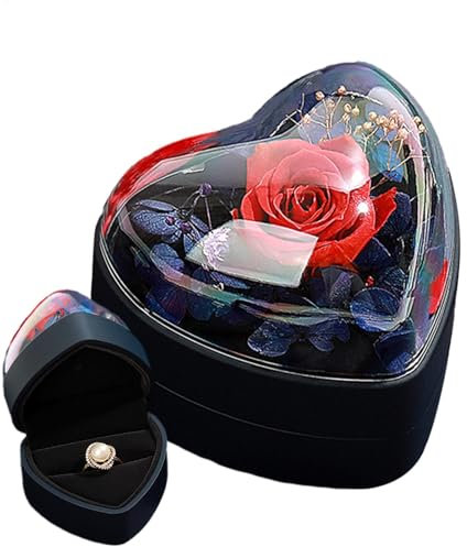 Geschenkschachtel mit konservierten Rosen, herzförmige Geschenkbox mit konservierten , attraktive herzförmige Dekoration für romantische Momente, romantisches Geschenk für Jahrestag, Mutter,