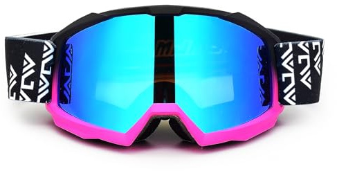 mjmoto motorcykelskyddsglasögon för kvinnor och män, halkfria remmar, reptåliga, för Dirt Bike, ATV, MX, DH, MTB, snowboarding (BlackPurple)