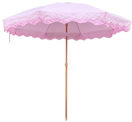 Generico Ombrellone da Spiaggia da 240 cm, Portatile Inclinabile Ombrellone da Picnic, Ombrellone da Giardino Regolabile in Altezza con Protezione UV