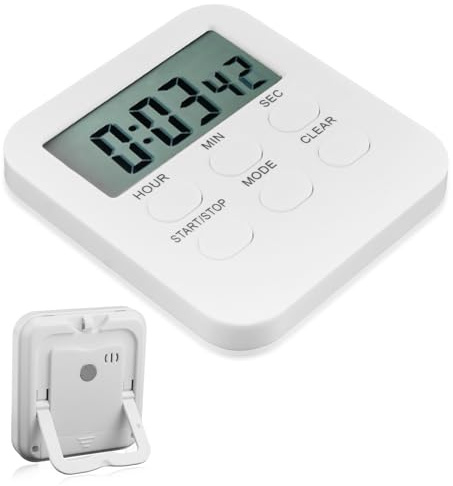 Mini minuterie numérique, Horloge de Cuisine, Réveil Silencieux Multifonction, pour la Cuisine, Le Sport, Les études, Les réunions, Le stationnement, Le Traitement médical en Acier Inoxydable, Blanc