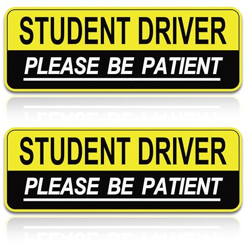 2pcs Student Driver Magnet for Car,Safety Warning Be Patient New Driver Sticker-Colorful,Eflective,Weather Resistant Bumper Sticker Magnetic Reflective Rookie Drive (Yellow)