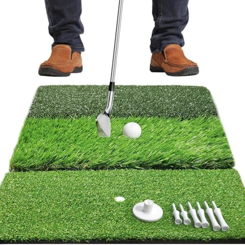 MUSLONG Golfschwungmatte, 3 in 1 Golf Abschlagmatte 63 x 40 cm Golfmatte Übungsmatte Trainingsmatte für Indoor-Outdoor-Golf-Trainingshilfen inklusive Gummi Tee
