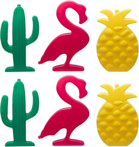 KAMACA 6er Set Kühlakkus Tropical je 19 x 12 x 1,5 cm, 300 ml Flamingo, Ananas, Kaktus – Flach Lebensmittelecht Wiederverwendbar – Sparpaket für Kühlbox (6 er Set Tropical)