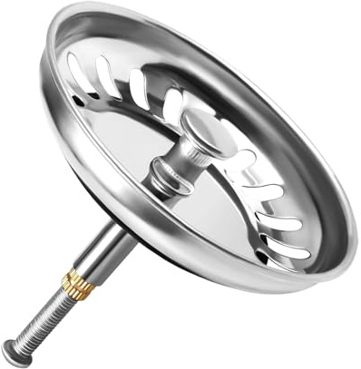 Spülbecken Stöpsel, Höhenverstellbares Abflusssieb, Stöpsel für Spülbecken, Edelstahl Waschbeckenstöpsel Küche Abflusssieb, Universal Siebkörbchen Abflussstopfen (Silber, 79mm Breit)