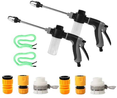 Pressure Washer - Limpiador de alta presión con 2 boquillas de pulverización, rotación de 360°, tres modos de pulverización, pistola de agua de alta presión para manguera de jardín, césped, jardín