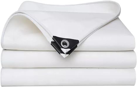 Telone impermeabile in tela bianca resistente con occhielli, 500 g/㎡, copertura multiuso per uso esterno, resistente alle intemperie, 2 x 2 m, 2 x 3 m, 2 x 4 m, 1 x 1,5 m