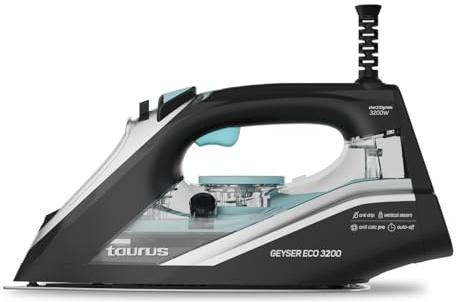 Taurus - Plancha de vapor 3200W, 180g/min, regulador vapor y temperatura, posición ECO, suela Cerámic, punta de precisión, sistema anti cal, sistema anti goteo, spray de agua