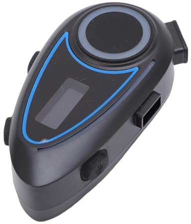 VBESTLIFE Auriculares Bluetooth de Motocicleta con Pantalla LCD y Radio FM, Auriculares Intercomunicadores de Casco de Altavoces de 40 Mm, a Prueba de Agua para Viajes Largos Comunicación