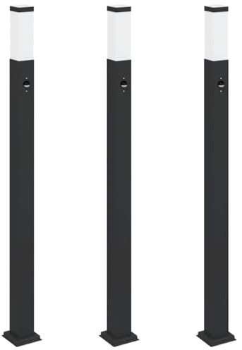 vidaXL Pollerleuchten mit Sensor 3 STK. 110 cm Schwarz IP44