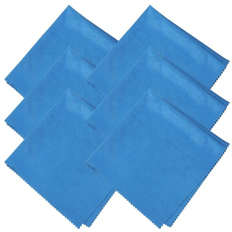 sourcing map 6 Pcs Microfiber Cleaning Cloth for Glasses, 8 x 8 Inch Eyeglass Cleaning Cloth, Glasses Cleaner Wipes for Electronics Lenses Screens Cameras Cell Phones, Sapphire Blue