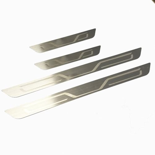 4 Pezzi Listelli Battitacco in Acciaio Inox Auto per Dodge RAM 1500 (2019-2024), Benvenuto Pedali Protezioni Davanzali Porte Adesivi Accessori,Silver