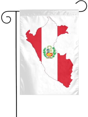 Bandera de Perú con diseño de mapa de Navidad para jardín, doble cara, decoración de césped para patio exterior