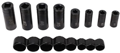 Gewindeschneider - Steckschlüssel Set 8 - teilig, Metrisch und Zoll, Mit Halterung, Für 1 / 4in und 3 / 8in Adapter - Haltbarer Werkzeugstahl, Rutschfeste Passform, Ideal Für