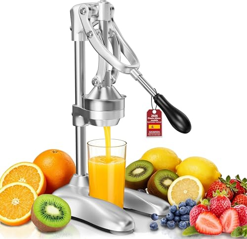 Exprimidor manual de acero inoxidable,Lemon Squeezer para Naranjas, Limones, Granada, Pomelos (Plateado)