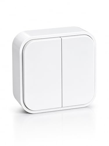 Base Interruptor Cruzamiento Doble de Superficie, Interruptor de Cruce Doble para Montaje en Pared, Interruptor de Luz para Interior, 10AX, 250V, Ideal para Uso Doméstico y Comercial, Blanco