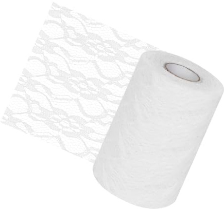 NUTKIT Bordslöpare i vit spets, 15 cm x 25 m bordsdekoration | Icke-vävd rulle, modern bordslöpare, dekorativ bordslöpare för födelsedagar och bröllop - vit