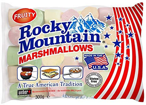 Rocky Mountain Marshmallows Fruity – 2er Pack à 300 g, bunte amerikanische Marshmallows mit Fruchtgeschmack zum Rösten, Grillen & Backen