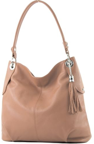 modamoda de T185 Damen Leder Schultertasche, handmade in Italy