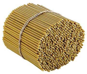 Danilovo Ritual Kerzen 100% Bienenwachs (Gelb) - Orthodoxe Kerzen für Gebet Tischdeko Hochzeit - Ungiftig, Ruß - Tropffrei, Nachhaltige Produkte, N60, Höhe: 20,5 cm, Ø 6,6 mm (200 stück)