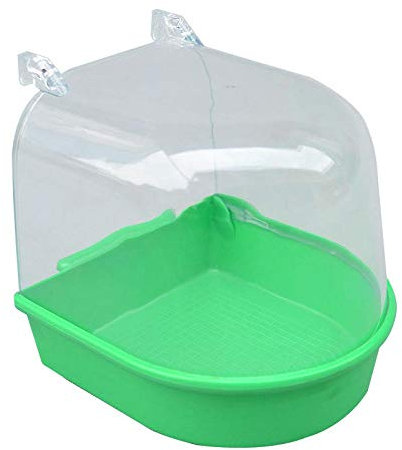 YITON Vogelbäder Vogelbad Badewanne Vogelreinigungswerkzeug Käfig Zubehör Papageienbad Transparent Kunststoff Hängende Badewanne Dusche 1St. Grün