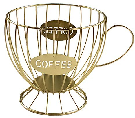 Fenteer Universal Kaffee Kapsel Lagerung Korb Kaffee Tasse Korb Vintage Kaffee Pod Organizer Halter für Home Cafe Hotel (Goldene Stil 2)