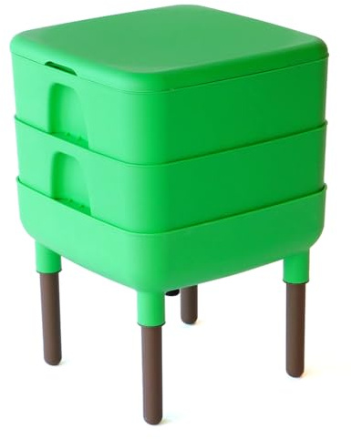 FCMP Outdoor - The Essential Living Composter, 2-Tray Worm Vermicomposter Bin (HF-LC4000v2-GRN) Green