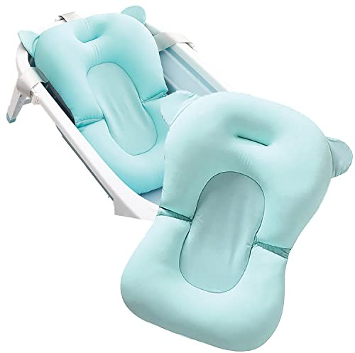 Primabobo Badewannen-Einsatz für Neugeborene, Babys und Kleinkinder bis max. 20 kg, regulierbar, mit 3 Befestigungsklips, Netzstoff und EPS-Füllung (Türkis)