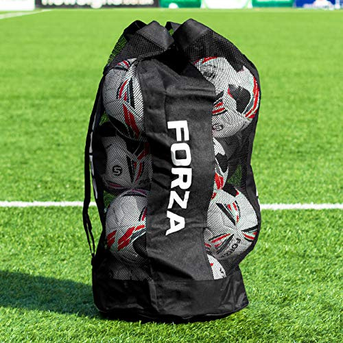 FORZA Borsa Portapalloni | Sacca Multisport per trasportare Palloni | Borsone con Chiusura a Coulisse per Calcio,Basketball,Netball,Pallavolo | 5 Opzioni di Colore | capacità 12 palloni (Nero)
