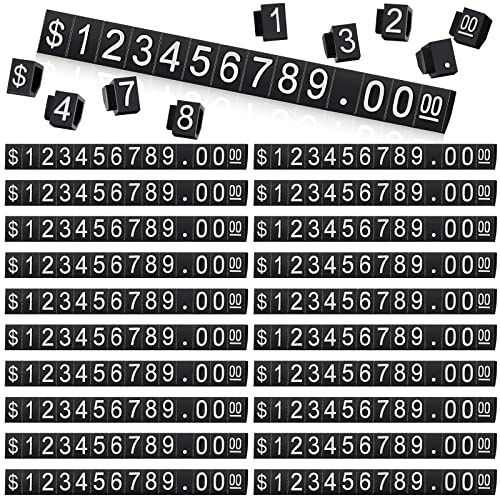 50 Sets Preisanzeige Würfel Nummer Buchstaben Preiswürfel Verstellbarer Preisschild Display Ständer Etikett Dollar Preisschild Ständer Block Kit für Einzelhandel Shop Schmuck Preisanzeige (schwarz,