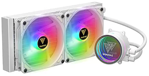 GAMDIAS Chione M3-240W RGB Kit de refrigeración por agua (2.4E+2W, 12V, 3E+1dB, Blanc, 119 mm, escritorio)