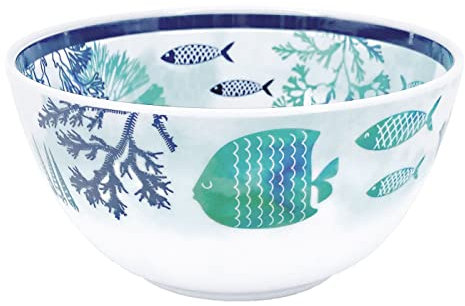 Les Jardins de la Comtesse - Ciotola piccola in melamina - Blu mare e pesci - Caraibi - Ø 15 cm - Servizio da tavola - Collezione di stoviglie quasi indistruttibili