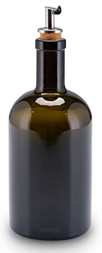 Lifestyle Lover Dispenser di olio per aceto da farmacia, in vetro verde antico, con beccuccio in acciaio inox, per olio e aceto (bianco 500 ml)