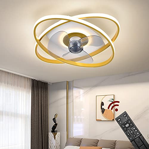 Deckenventilator mit LED Beleuchtung Deckenlampe Ventilator 3343 gold Ø 50cm mit Fernbedienung Lichtfarbe/Helligkeit einstellbar dimmbar LED Deckenleuchte fan ceiling light (fan 3343 gold)