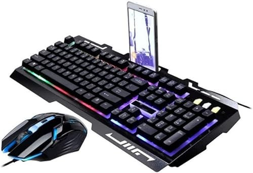 Corsehild Tastiera da Gioco Meccanica, PORTATO Rainbow Gaming retroilluminato, 104 Tasti, Tastiera di retroilluminazione a Risposta Rapida e cablata for PC e Computer Desktop (Color : Black)